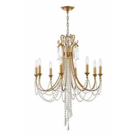 Crystorama Arcadia 8 Light Antique Gold Chandelier ARC-1908-GA-CL-MWP